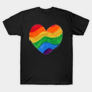 Rainbow Heart Drawn With Oil Pastels T-Shirt
